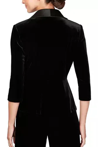 Alex Evenings Velvet Blouse with Modified Peplum