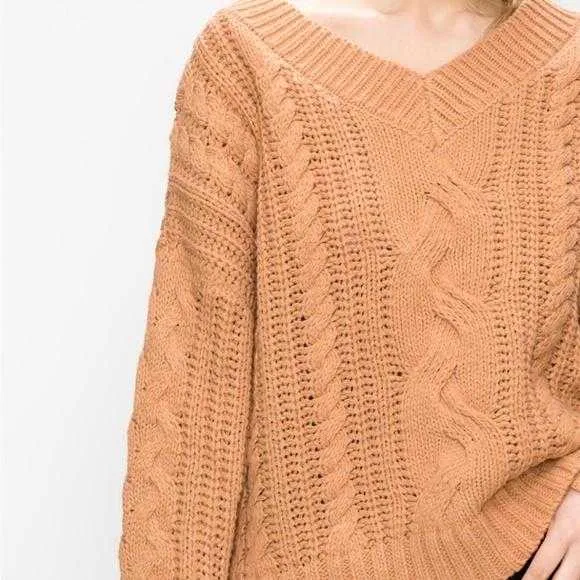 Autumn Cable Knit Sweater Brick