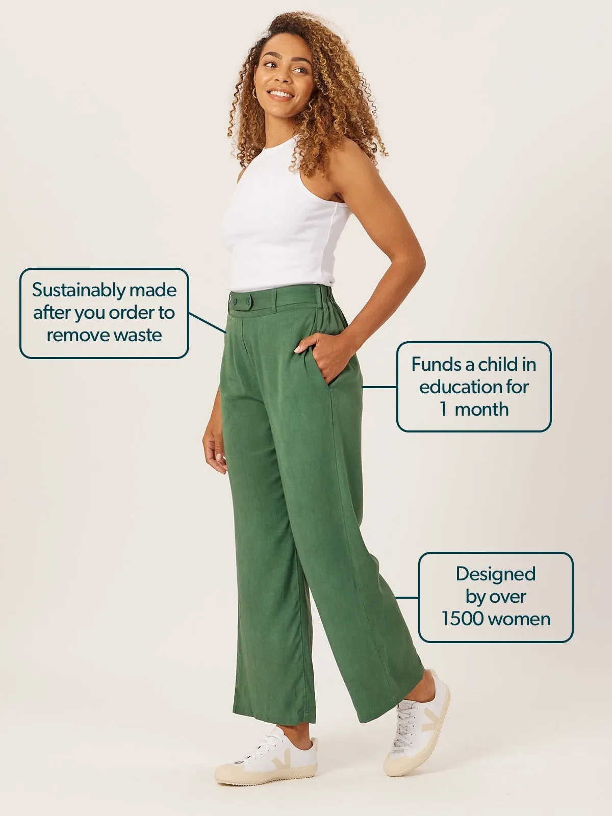 Beth - High Waisted Trouser - Olive