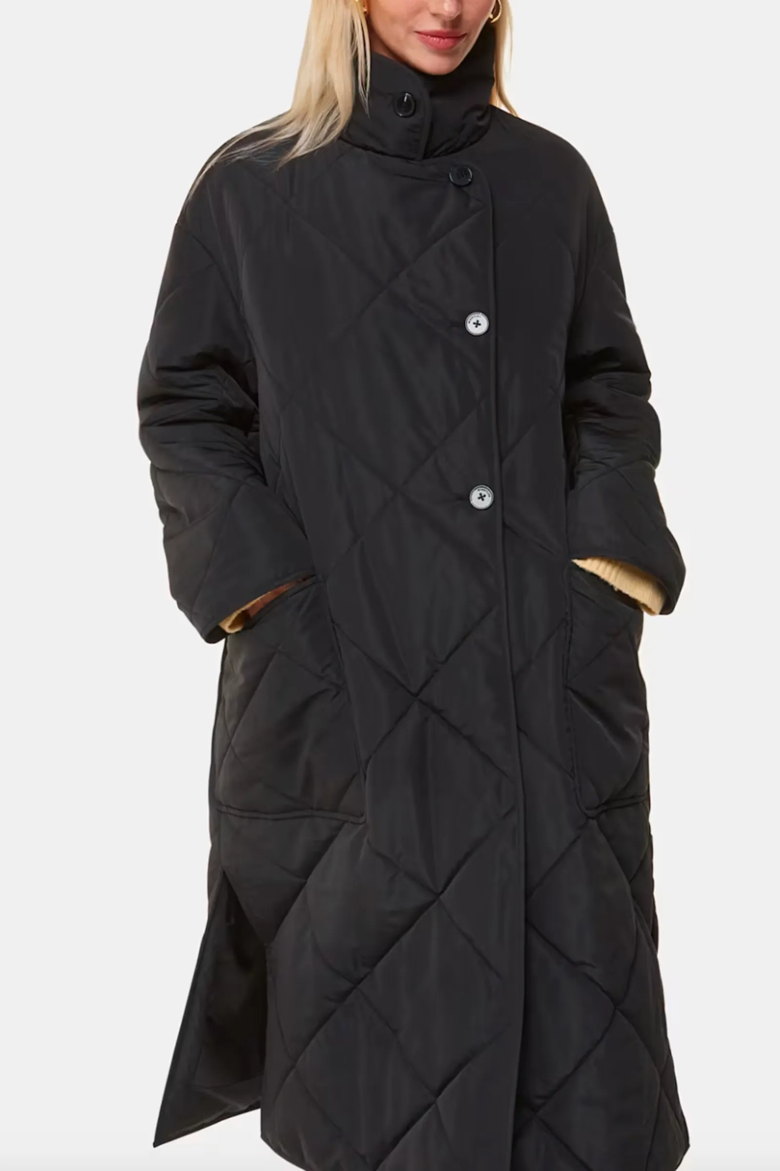 Black Alice Longline Quilted Coat