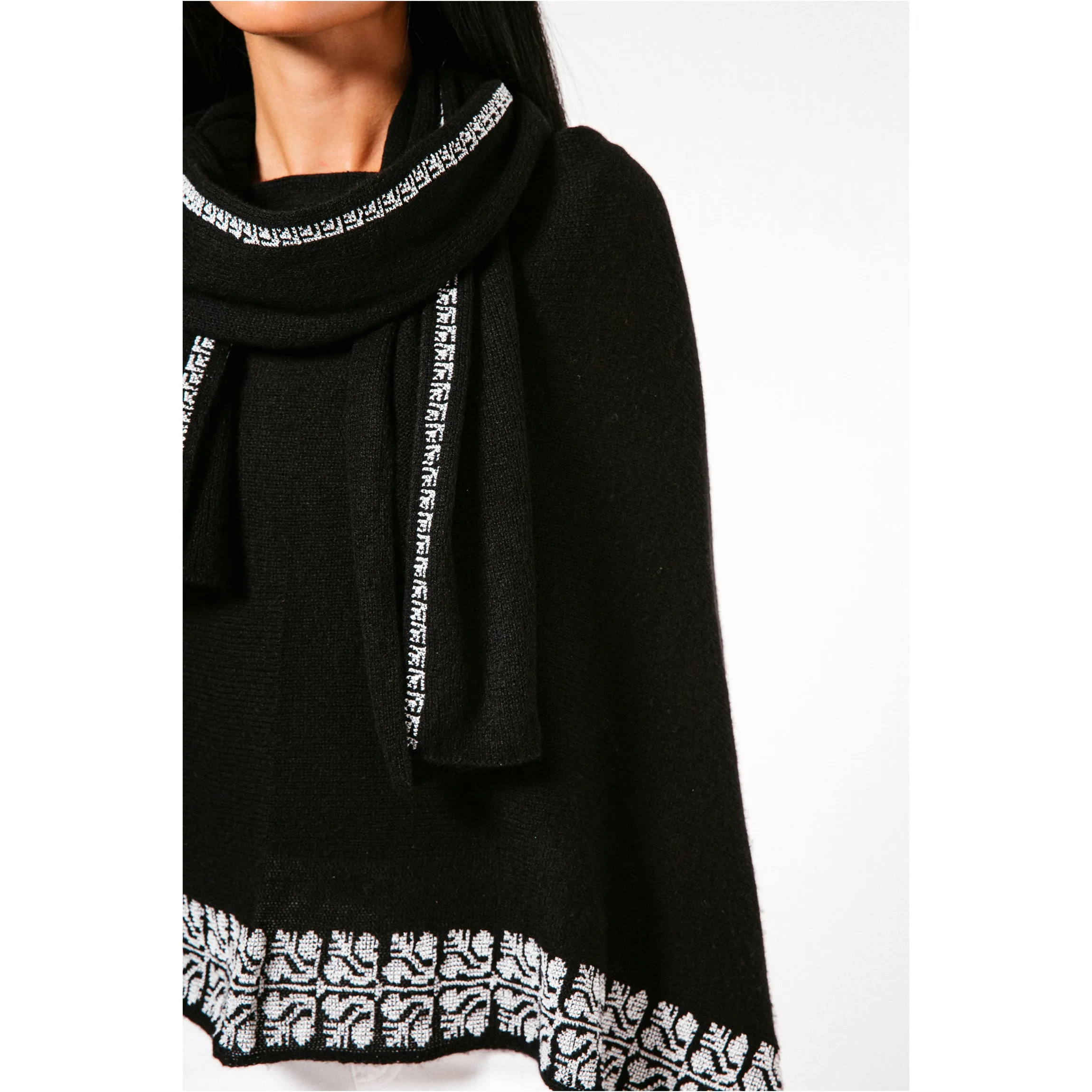 BLACK CASHMERE PONCHO