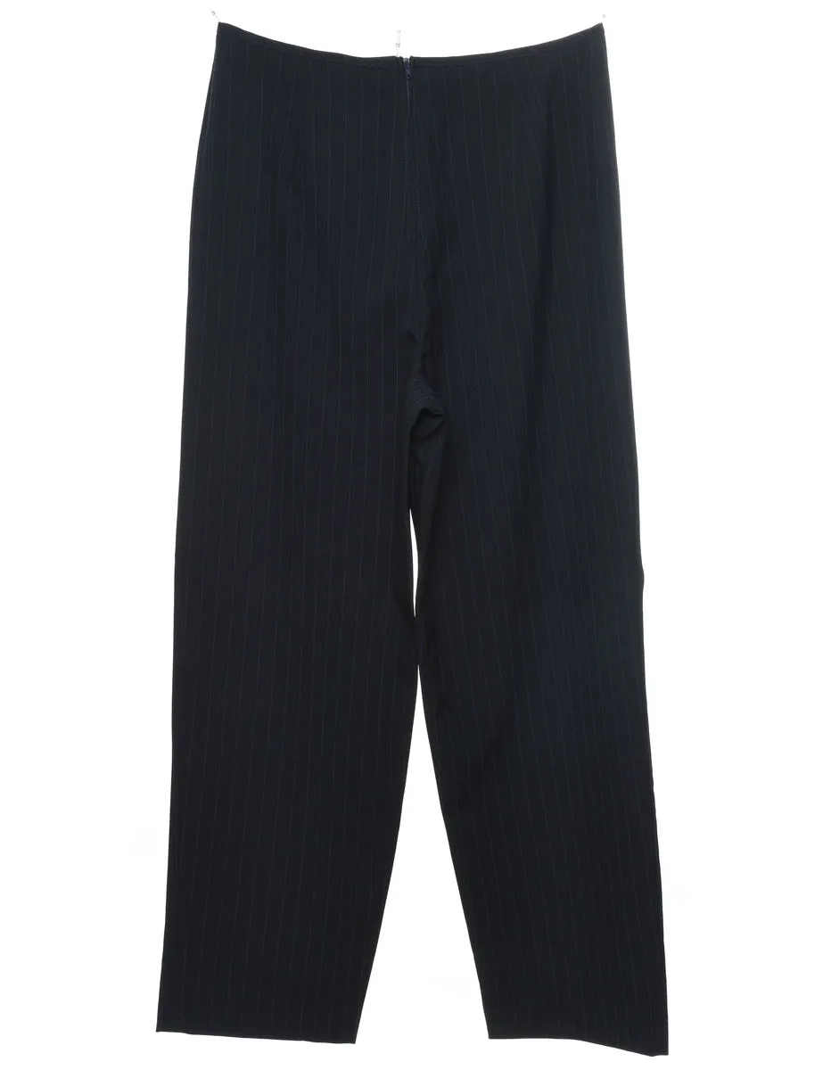 Black Pinstriped Trousers - W30 L30