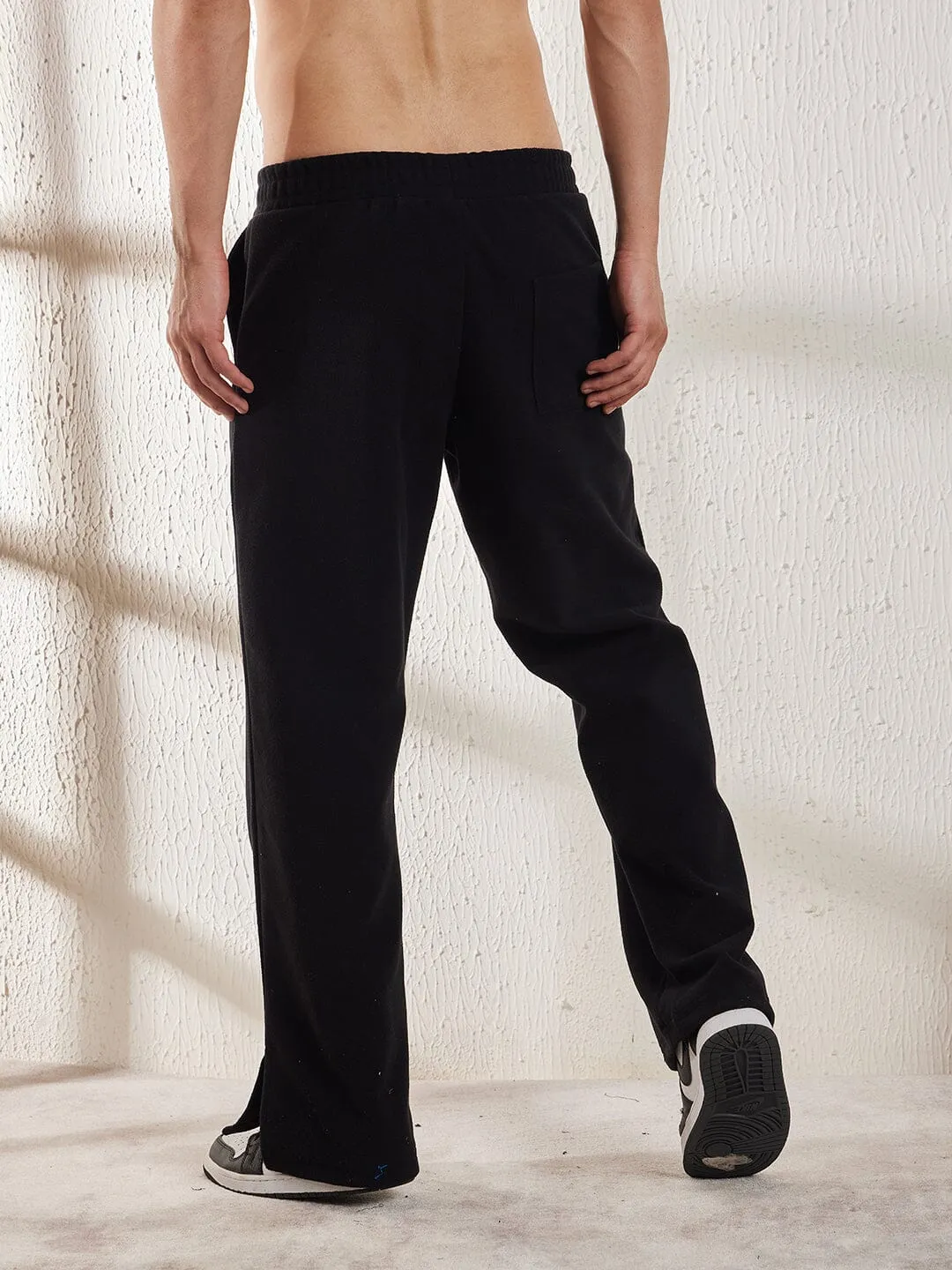 Black Polar Fleece Boot Cut Joggers