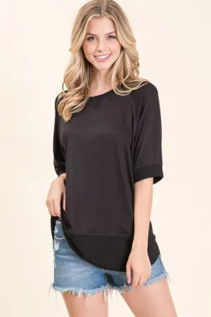 Black Short Sleeve Pullover Top