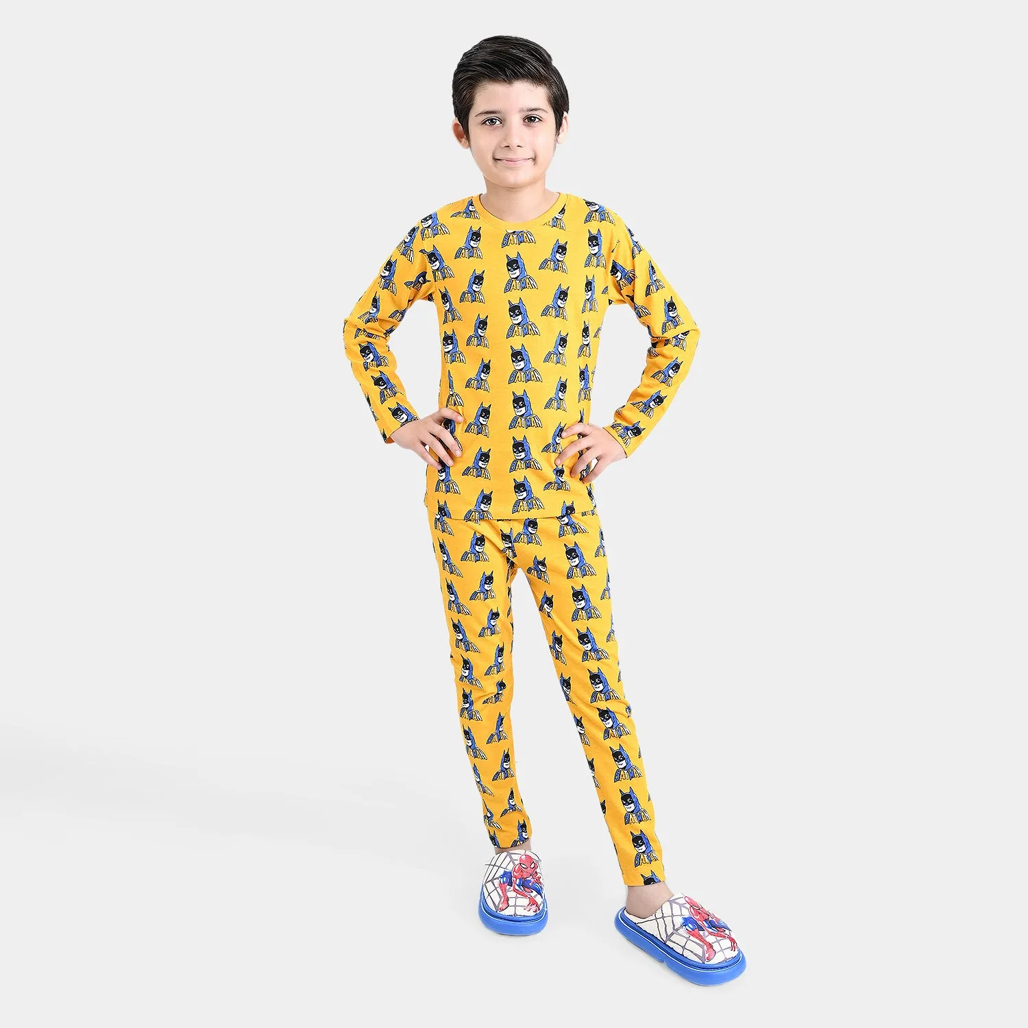 Boys Poly Cotton Knitted Nightwear-Citrus