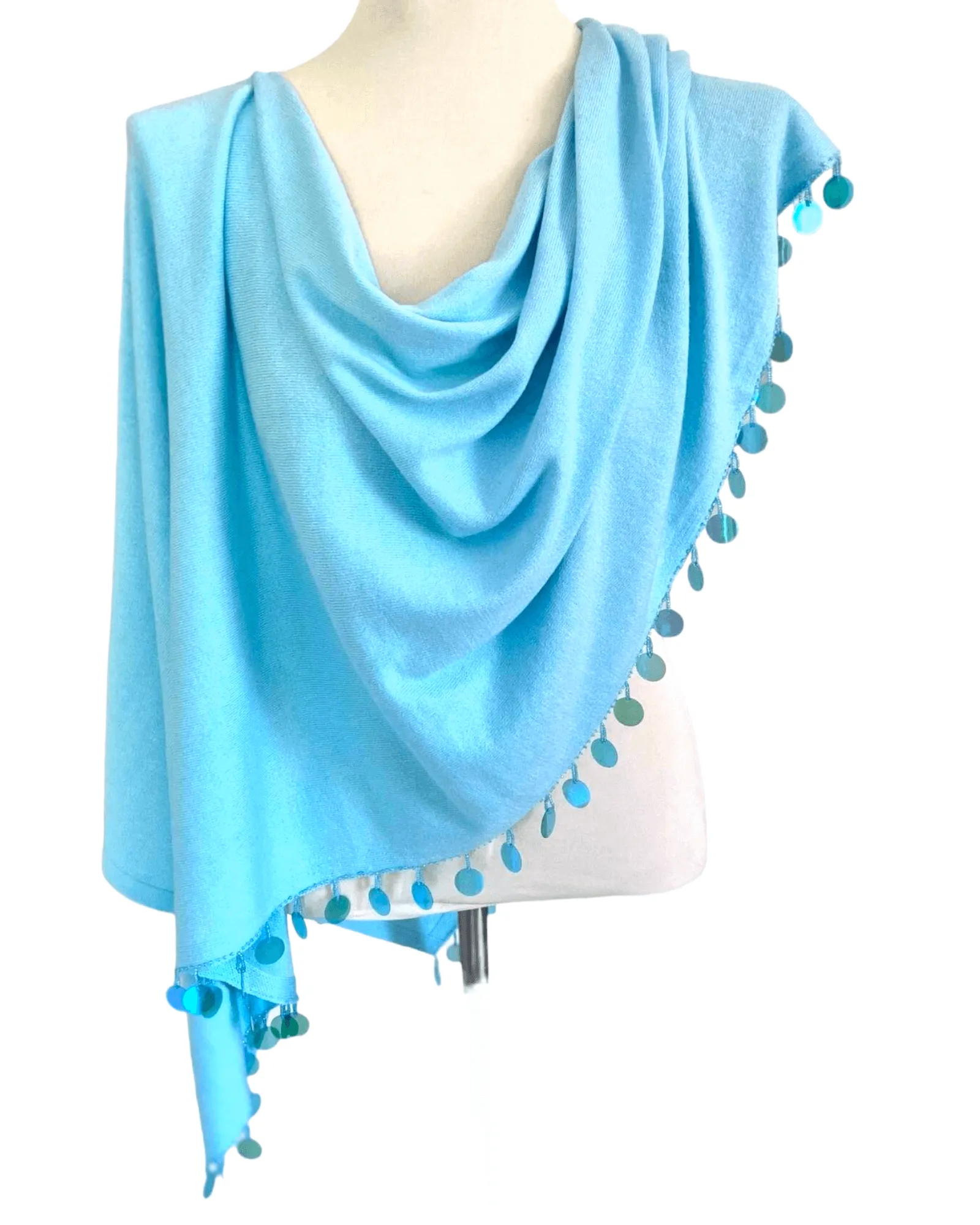 Bright Winter Aegean Beaded Cashmere Poncho