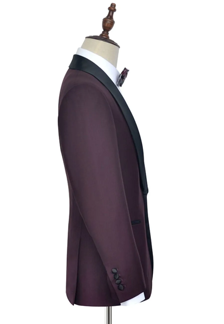 Burgundy Wide-Shawl Lapel Tuxedo