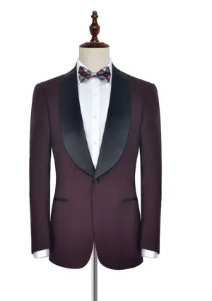 Burgundy Wide-Shawl Lapel Tuxedo