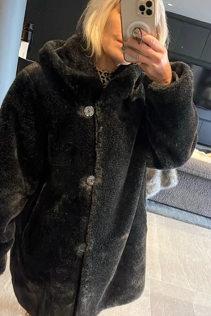 Canda Black Faux Fur Coat