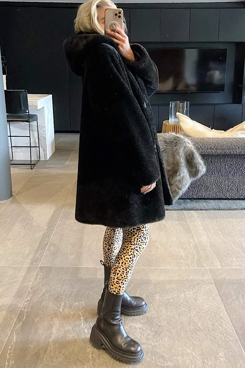 Canda Black Faux Fur Coat