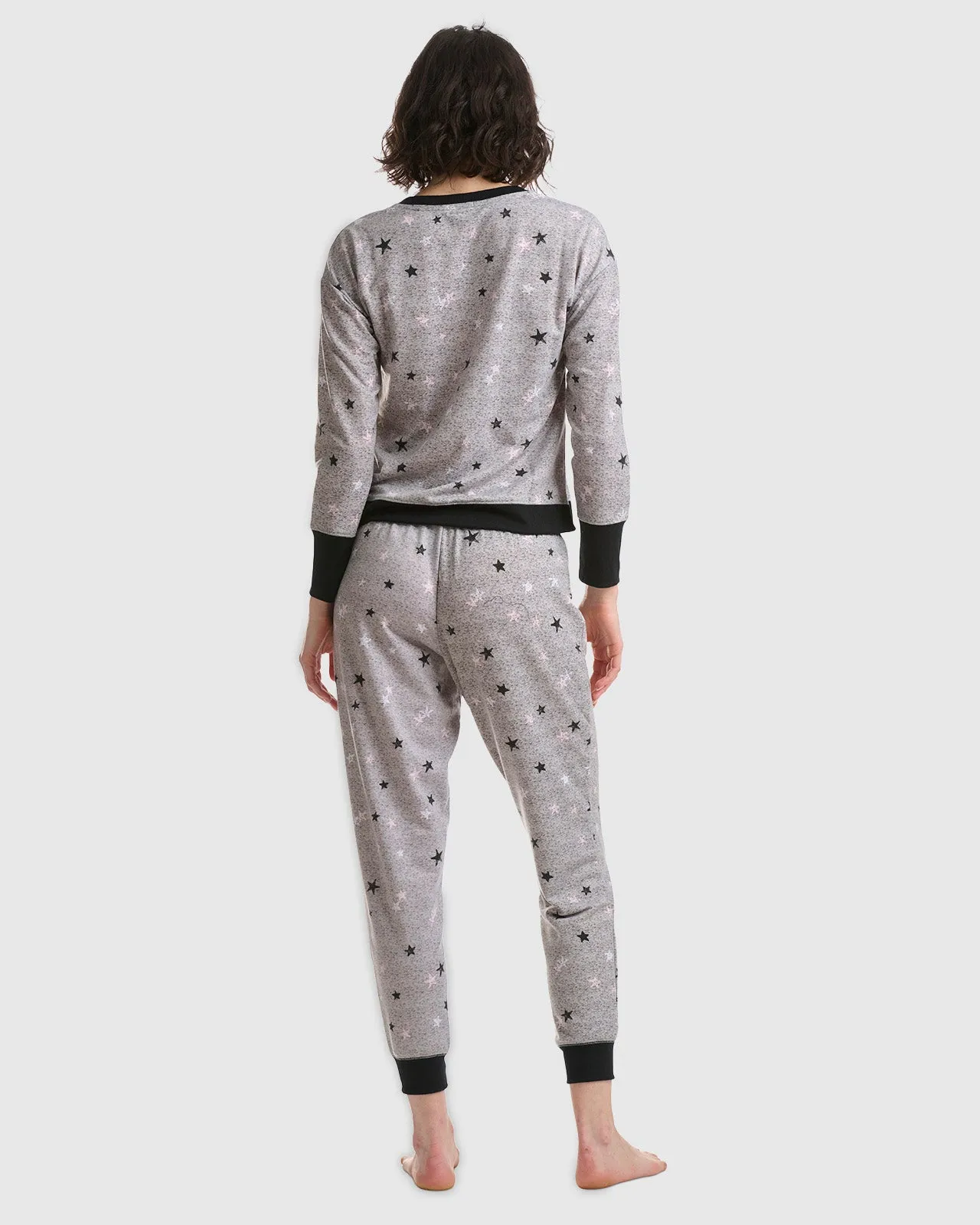 Charcoal Star V-Neck Jogger PJ Set