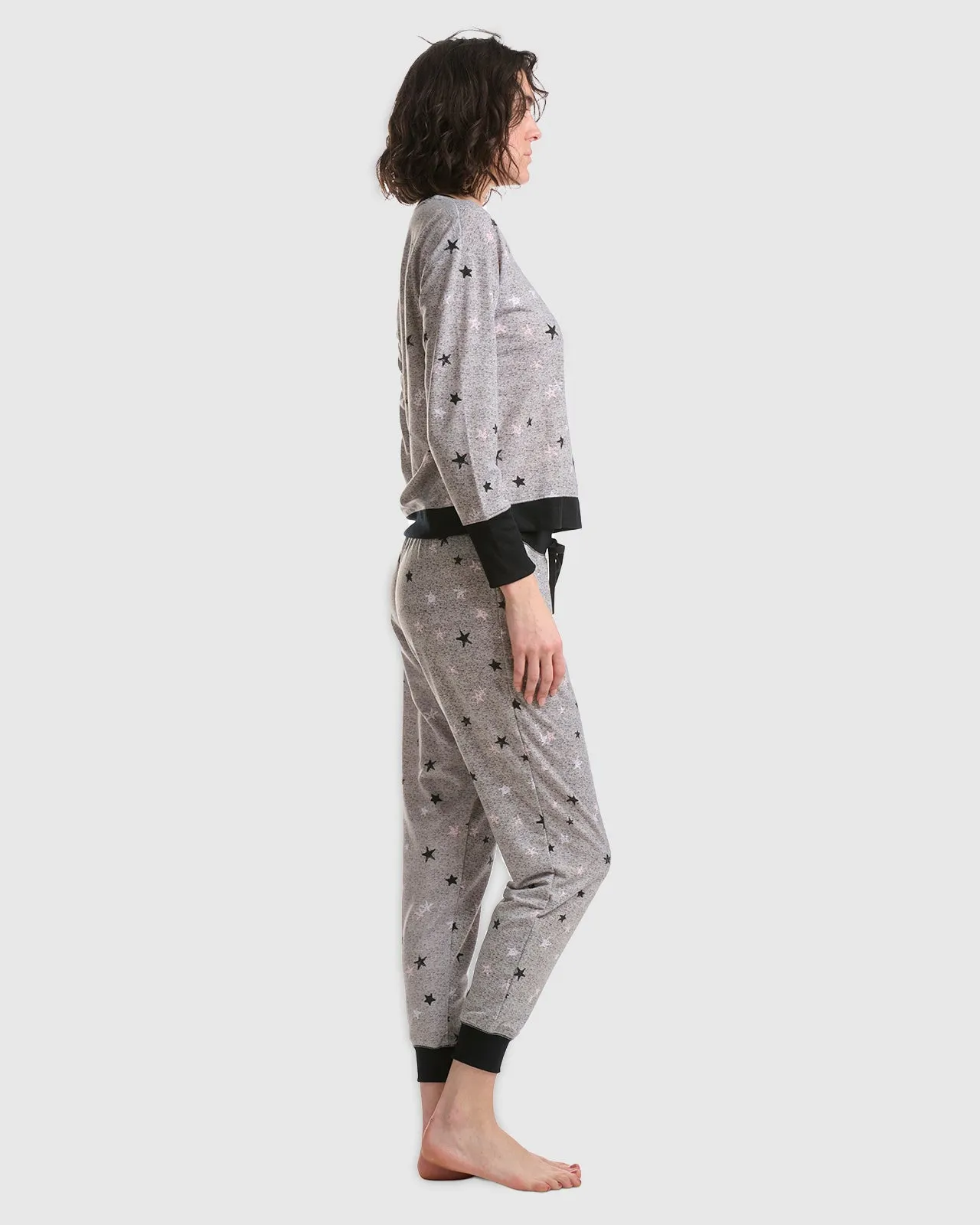 Charcoal Star V-Neck Jogger PJ Set