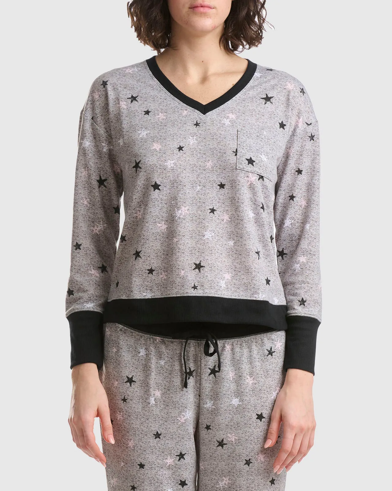 Charcoal Star V-Neck Jogger PJ Set