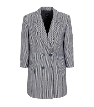 Checkered Jacquard Fabric Oversized Blazer