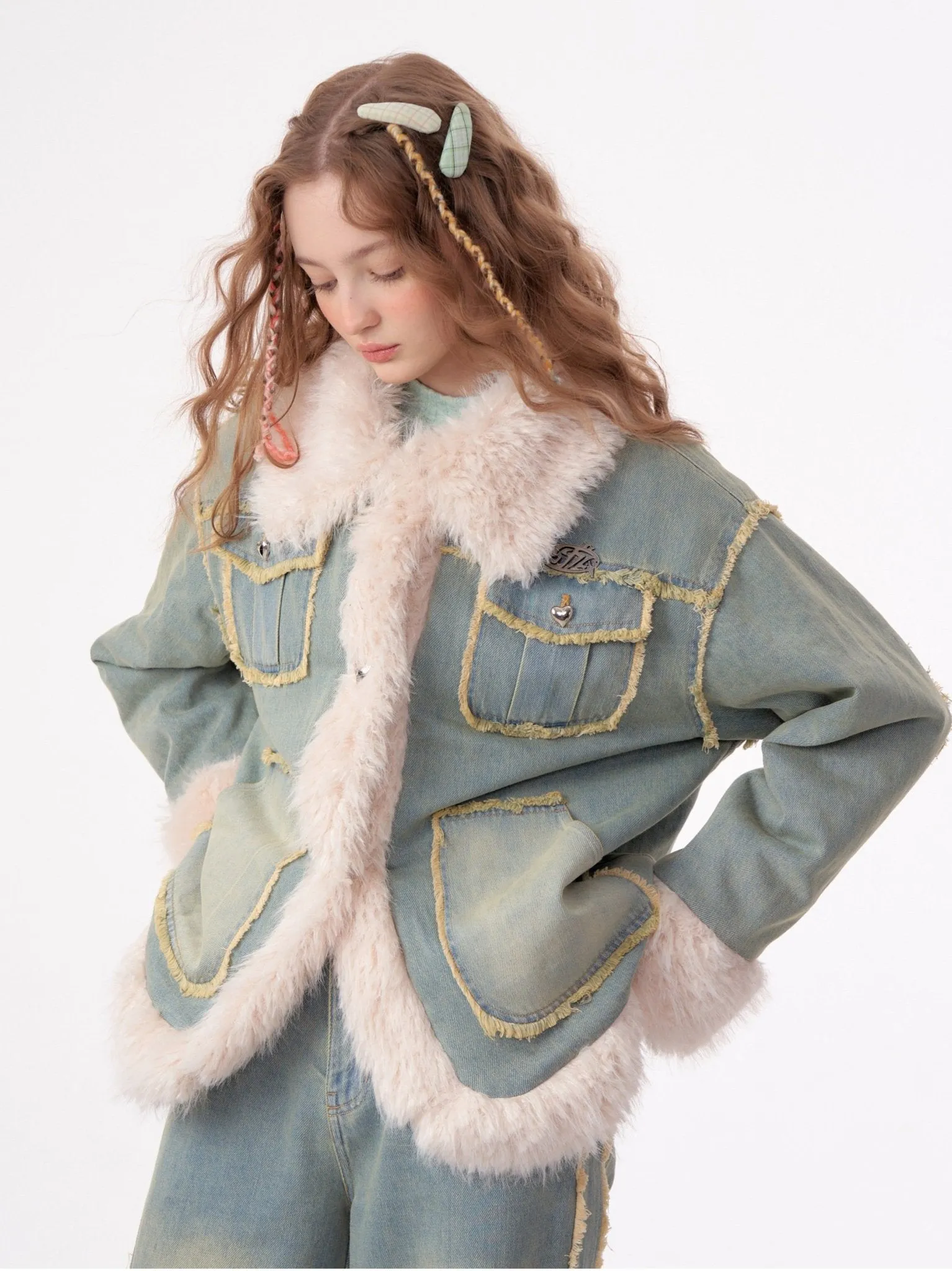 Cozy Chic Faux Fur Denim Jacket