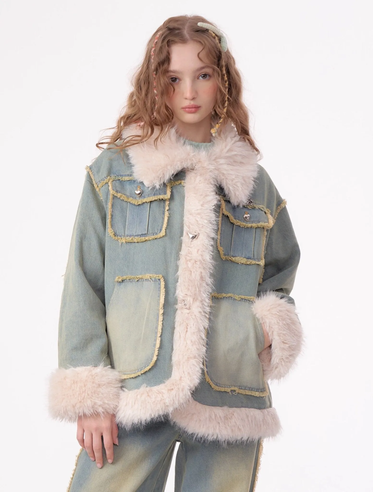 Cozy Chic Faux Fur Denim Jacket