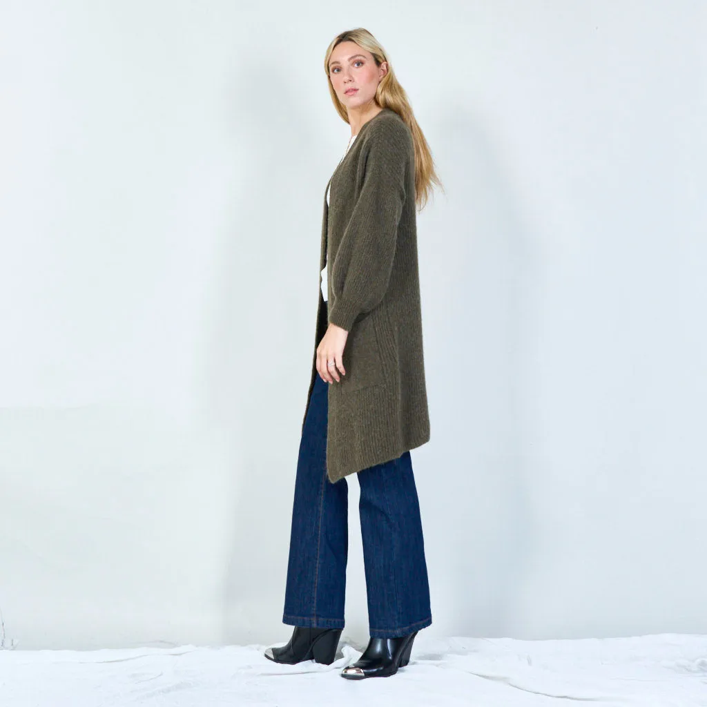 Cozy long open-front cardigan wholesale