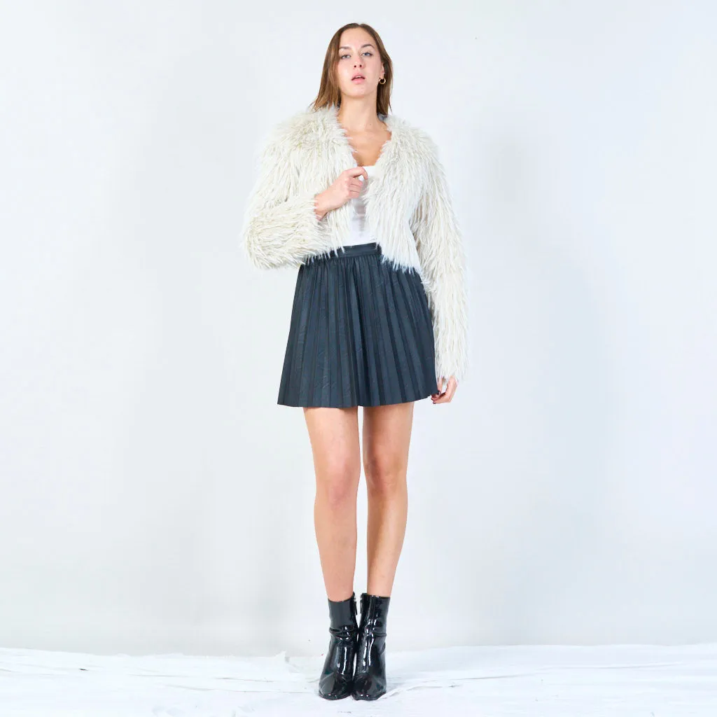 Cropped shaggy faux fur jacket wholesale