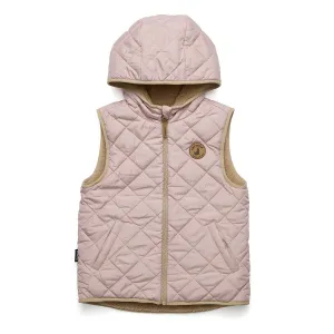 Crywolf Reversible Yeti Hooded Vest - Dusty Pink/Camel