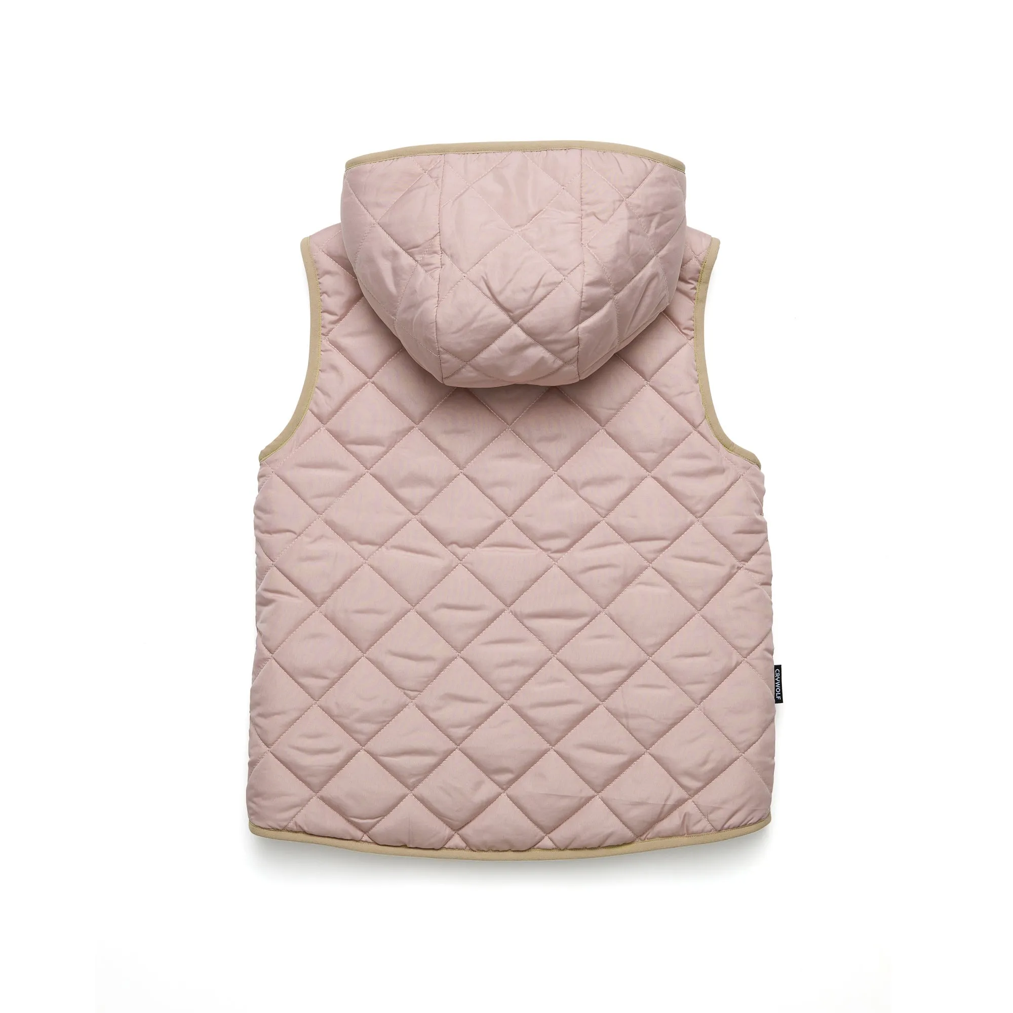 Crywolf Reversible Yeti Hooded Vest - Dusty Pink/Camel