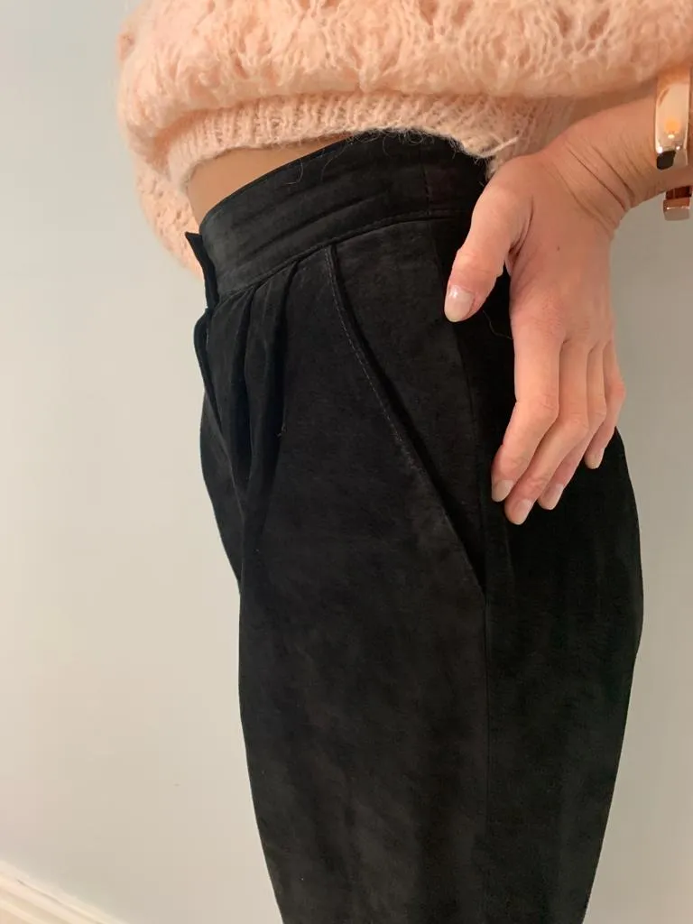 Danier 1980's suede high waisted peg leg trousers