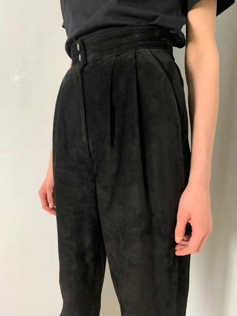 Danier 1980's suede high waisted peg leg trousers