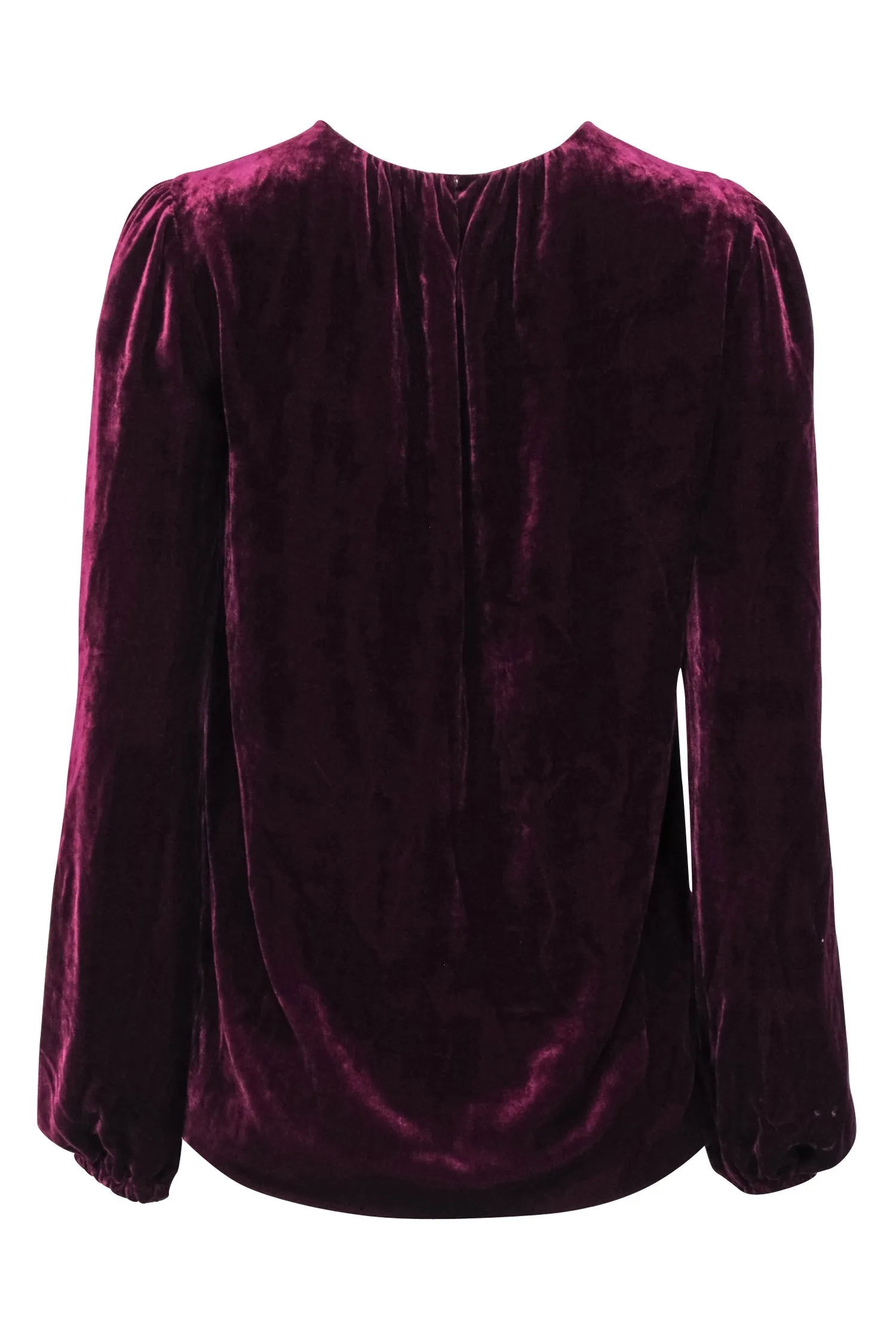 Dolce & Gabbana - Burgundy Velvet Puff Sleeve Blouse Sz 2