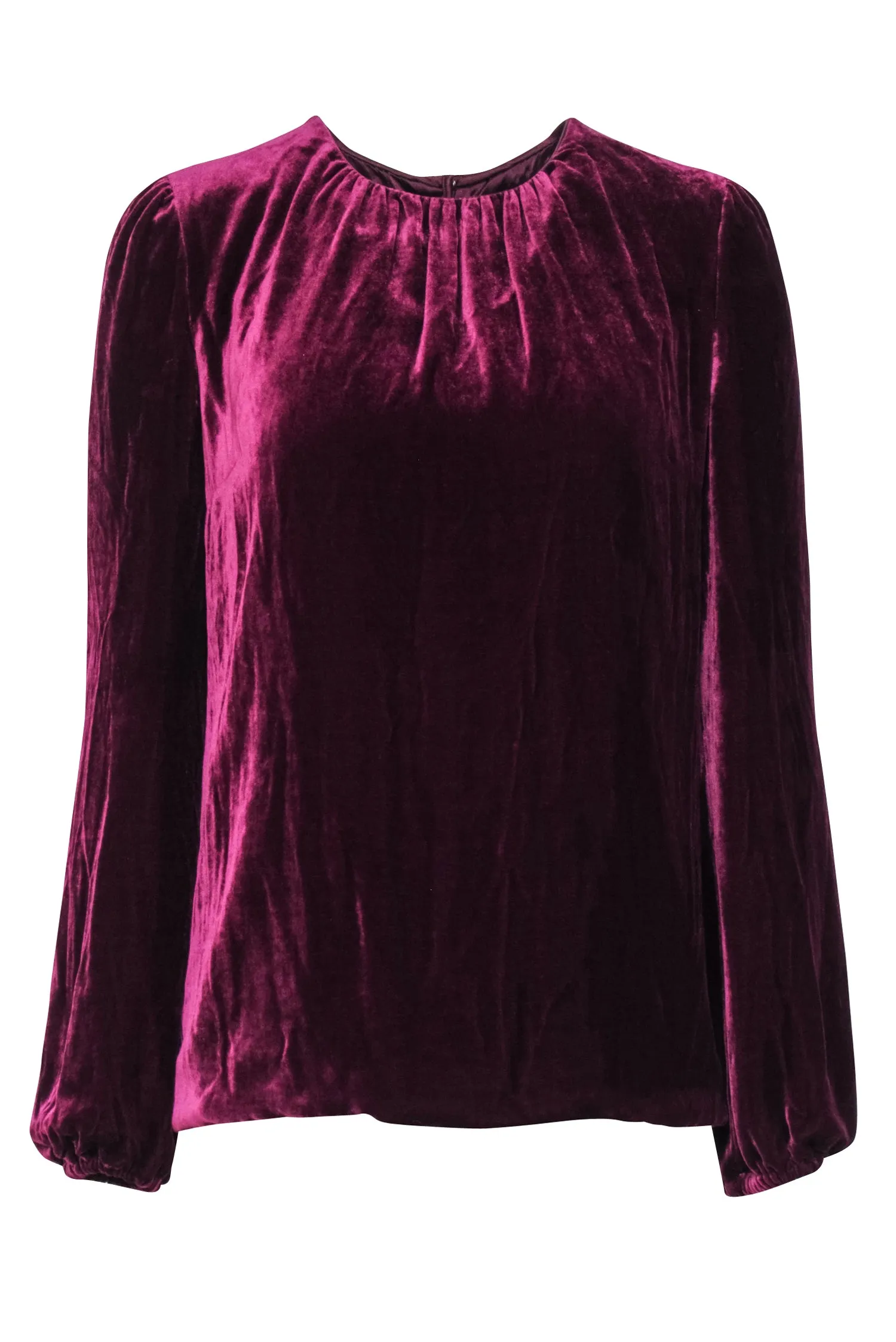 Dolce & Gabbana - Burgundy Velvet Puff Sleeve Blouse Sz 2