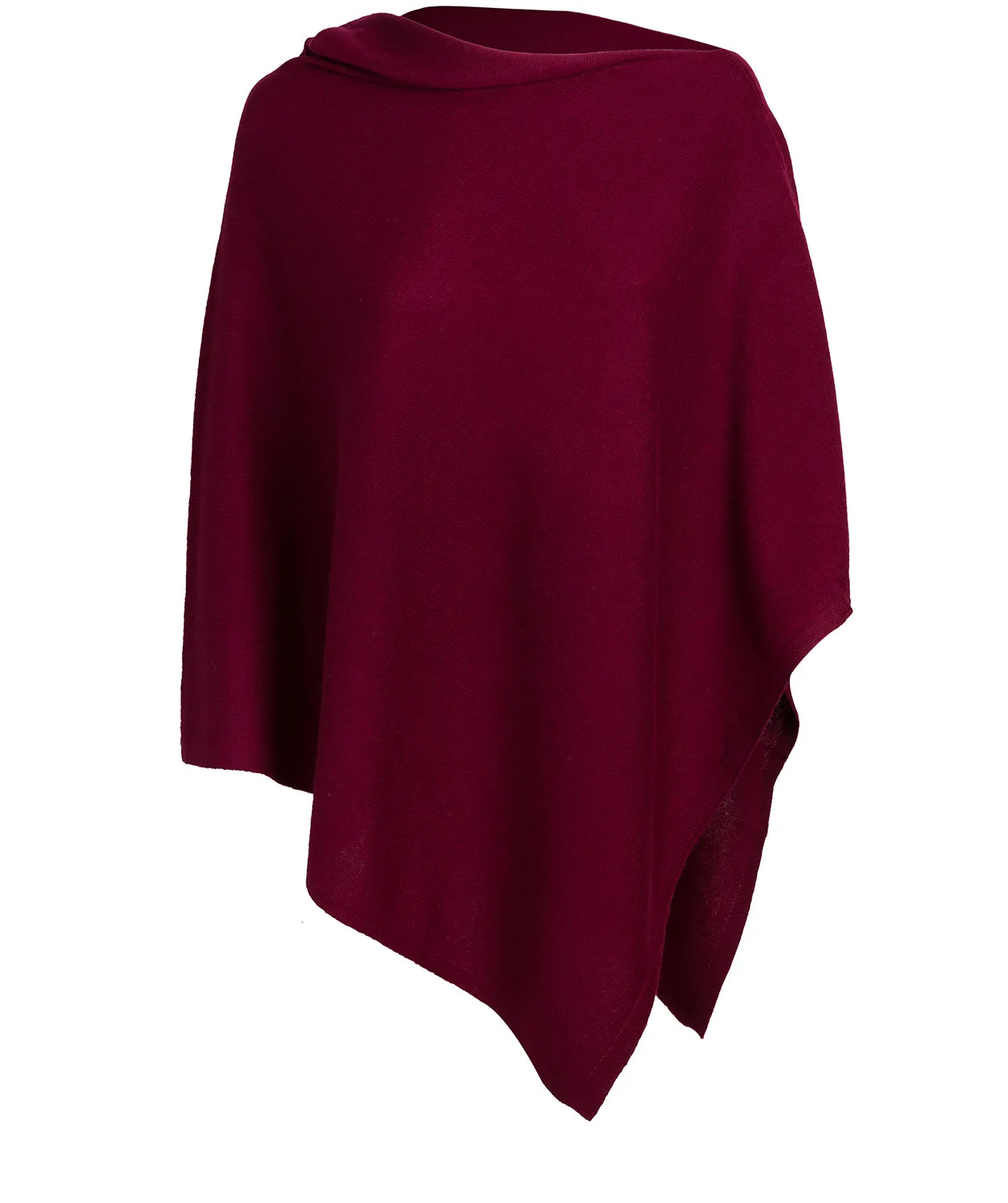 'Eskdale' Burgundy Cashmere & Merino Wool Poncho