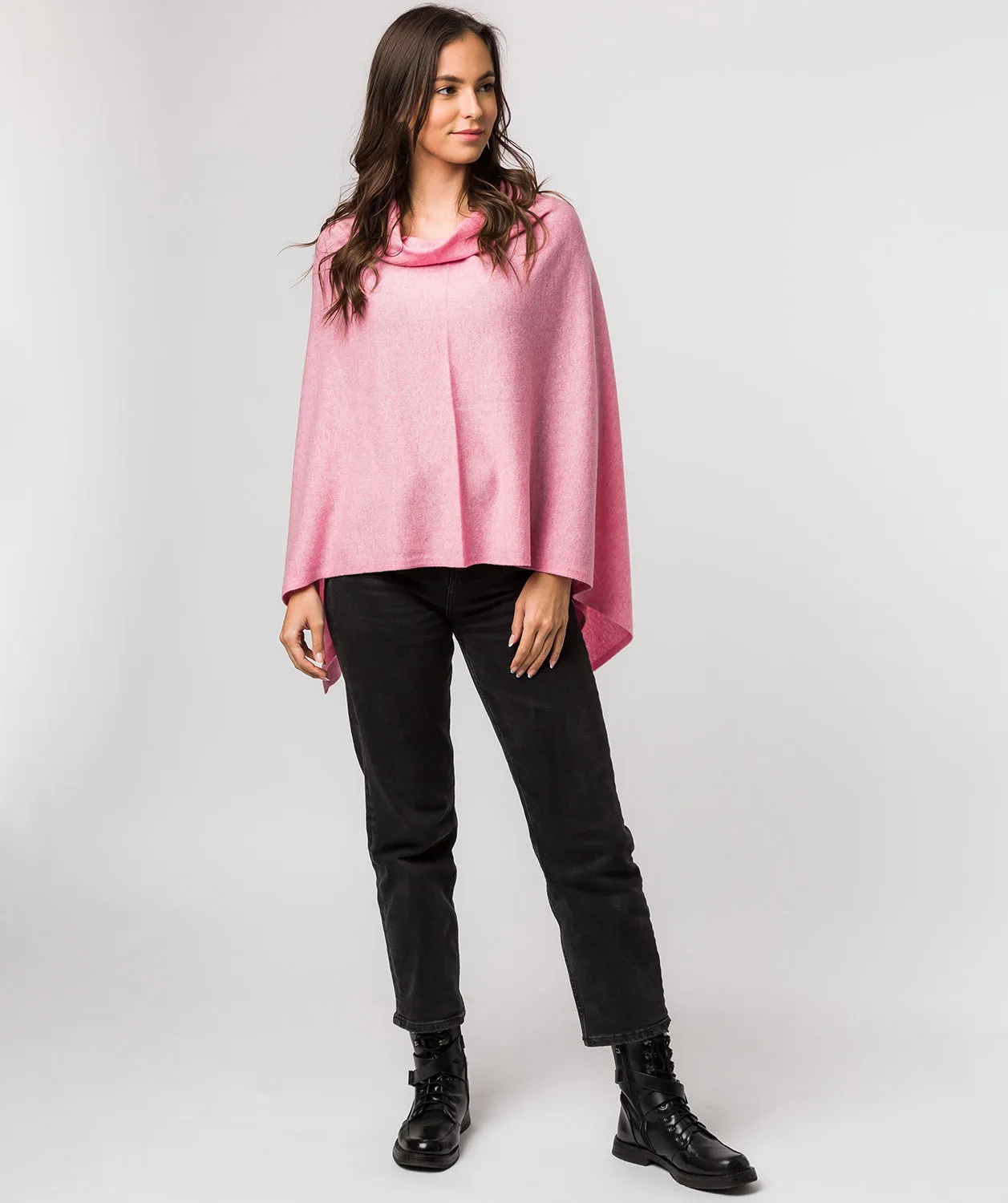 'Eskdale' Carnation Pink Cashmere & Merino Wool Poncho