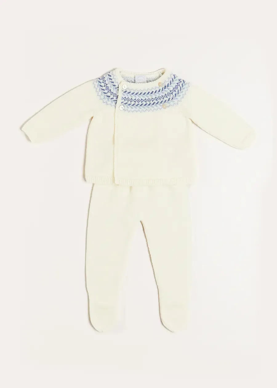 Fair Isle Knitted Set in Cream (1-9mths)