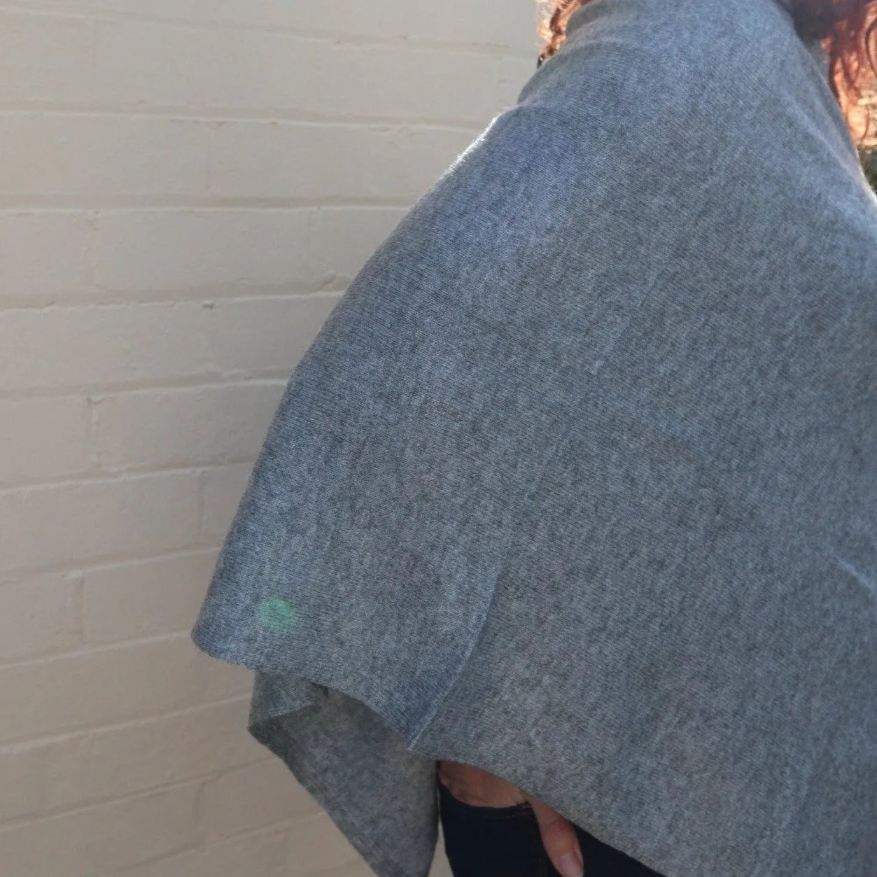 Fair Trade V Neck Cashmere Poncho - Grey