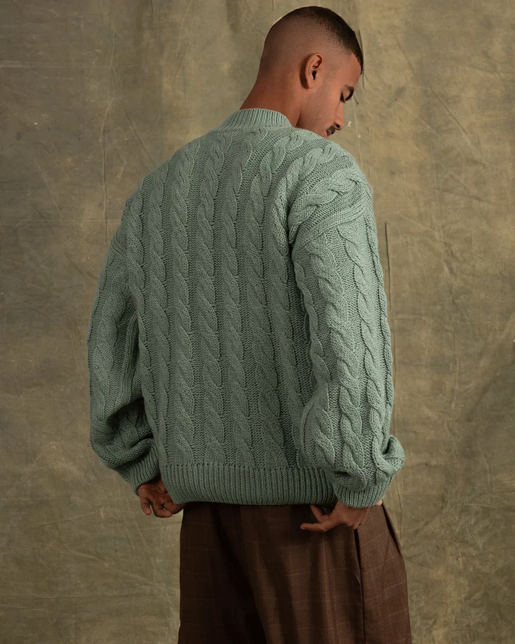 Green Cable Knit Sweater