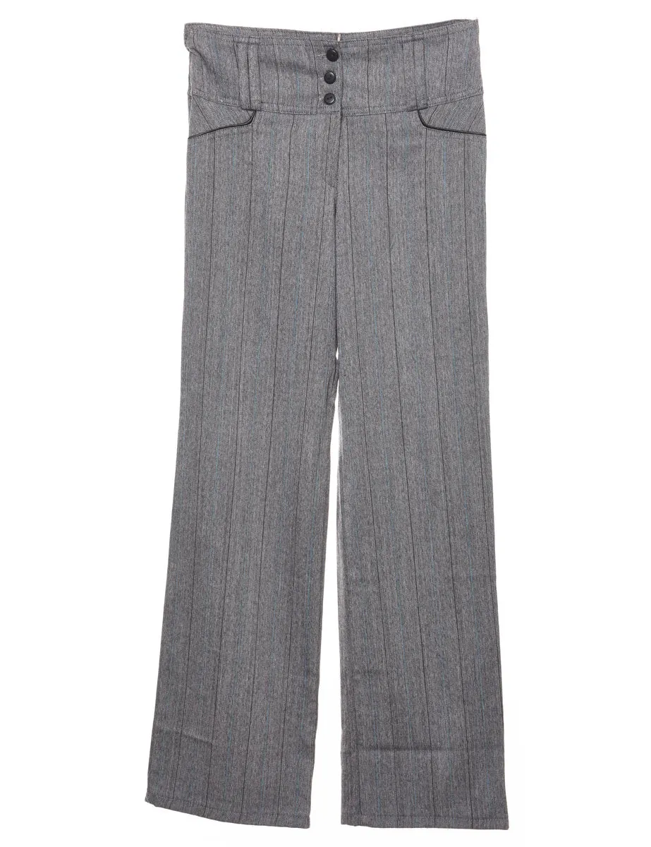 Grey Pinstriped Trousers - W27 L30