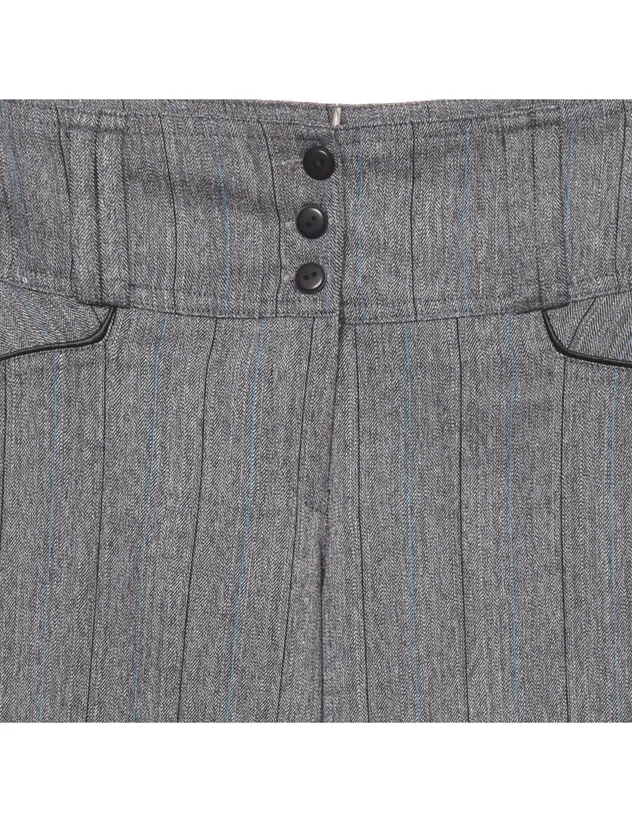 Grey Pinstriped Trousers - W27 L30