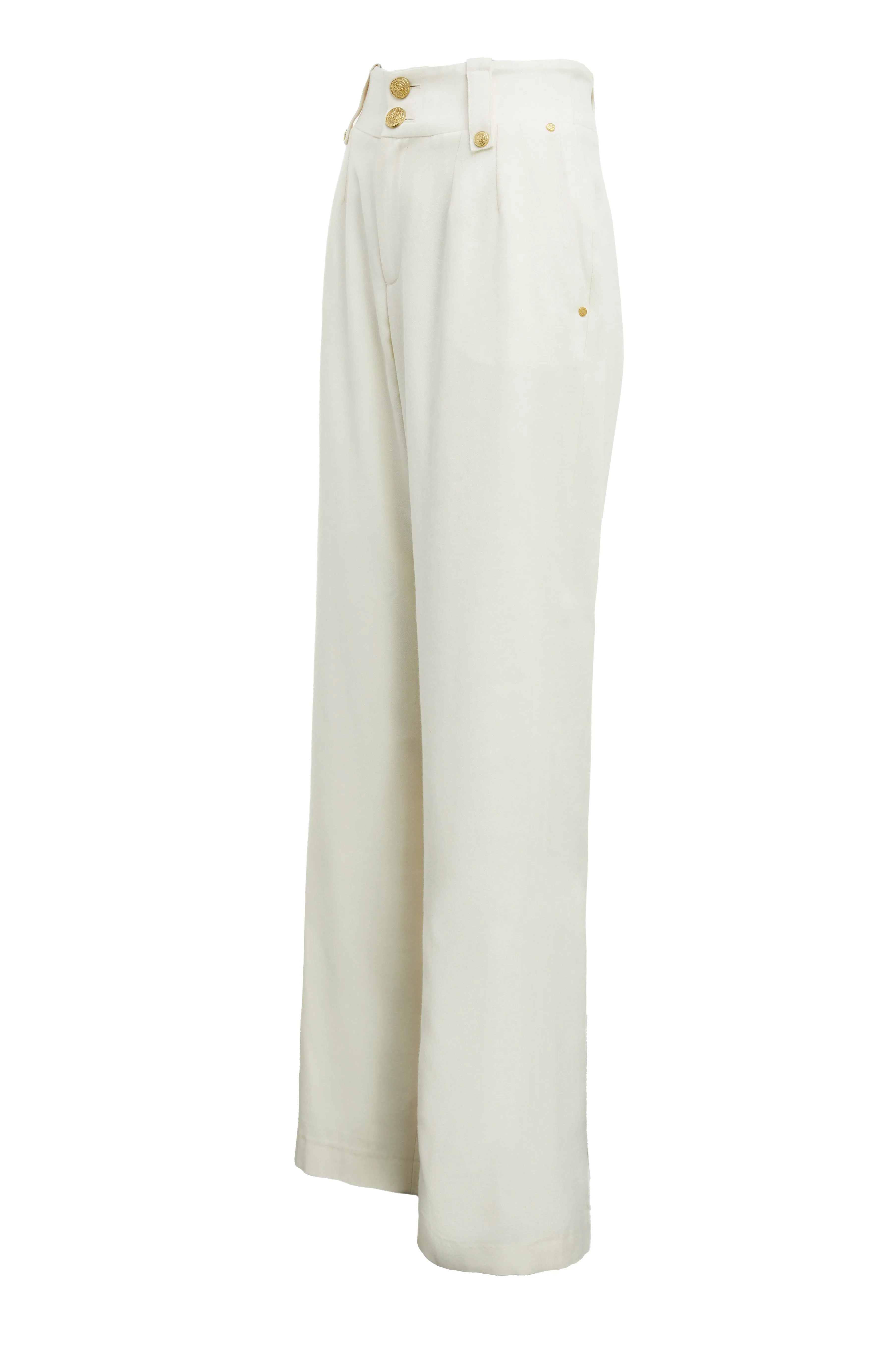 High Waisted Straight Trouser (Ivory)