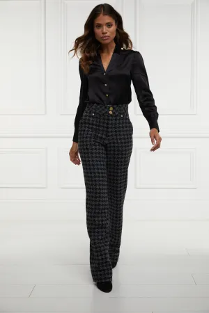 High Waisted Straight Trouser (Large Scale Charcoal Houndstooth)