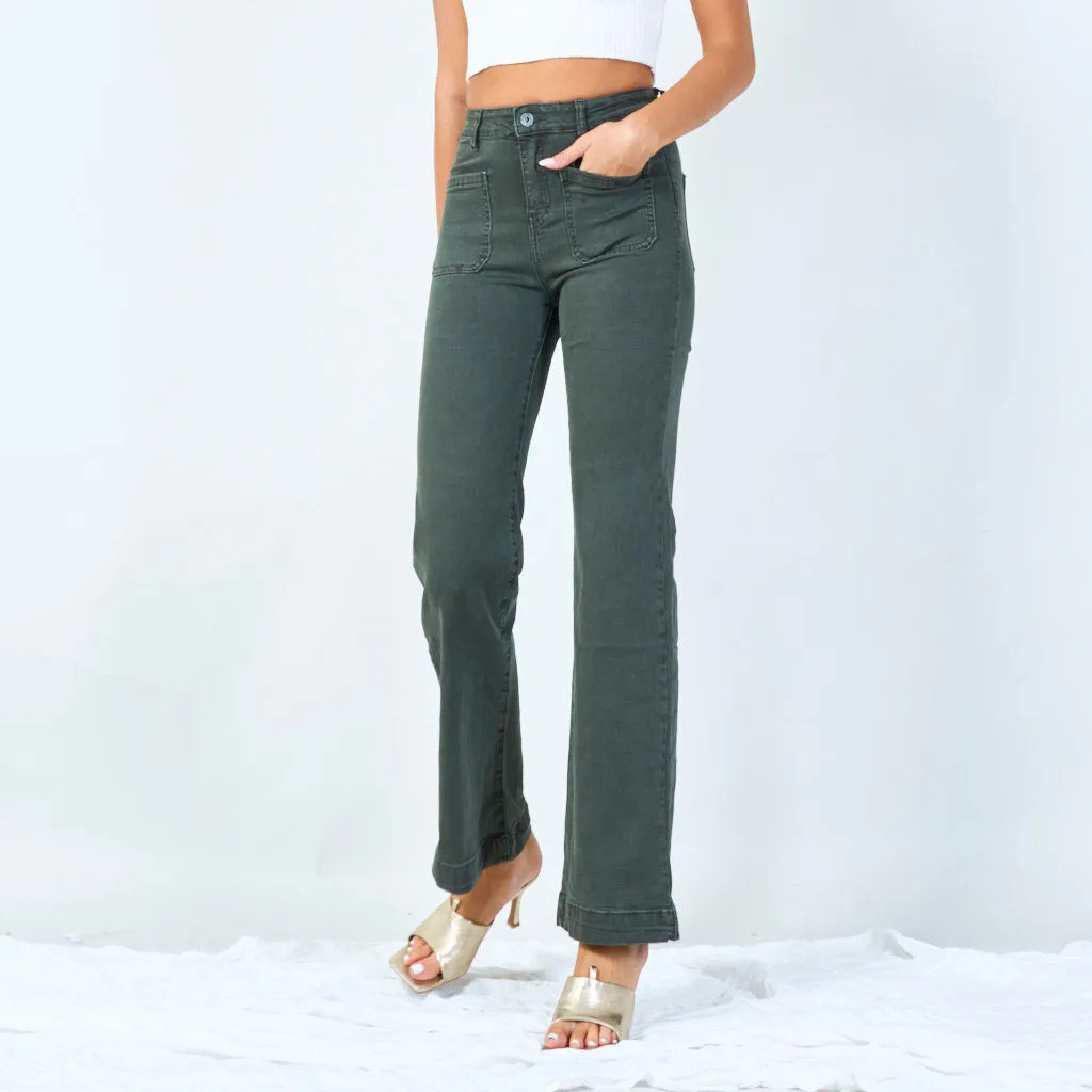 High-waisted wide-leg trousers with raw hem wholesale