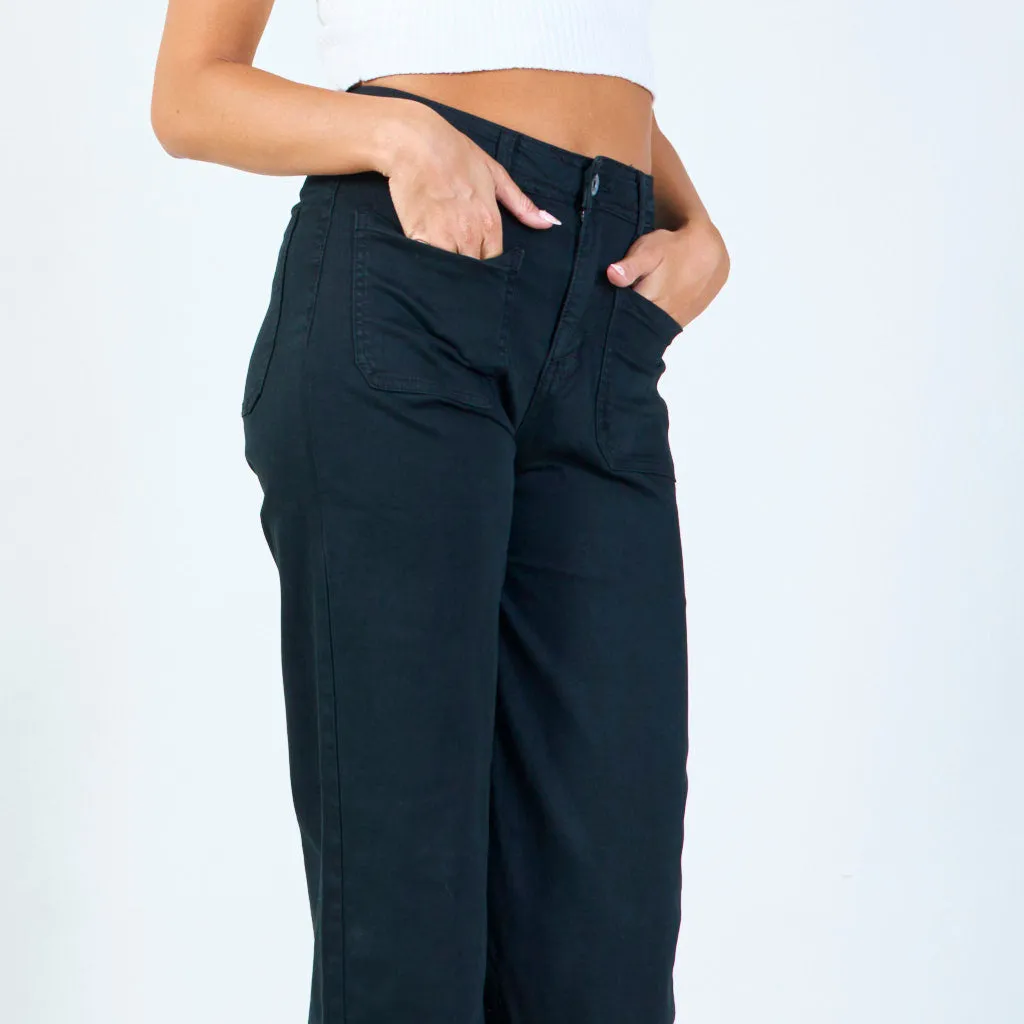 High-waisted wide-leg trousers with raw hem wholesale