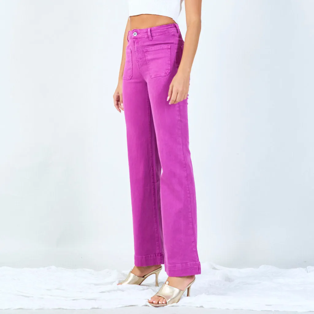 High-waisted wide-leg trousers with raw hem wholesale