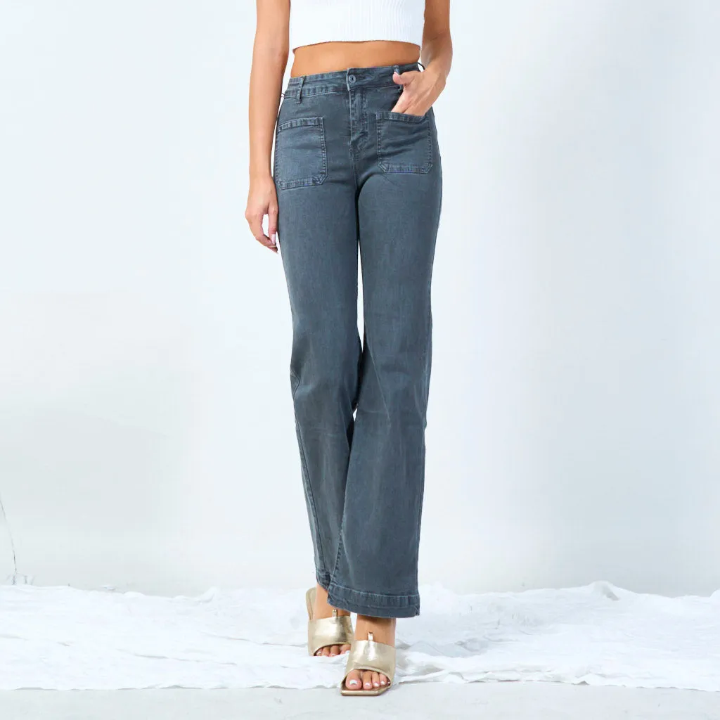 High-waisted wide-leg trousers with raw hem wholesale