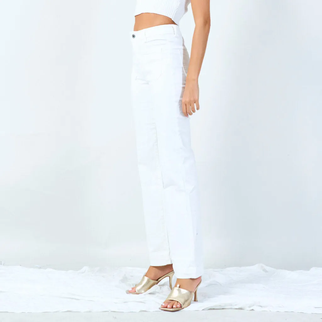 High-waisted wide-leg trousers with raw hem wholesale