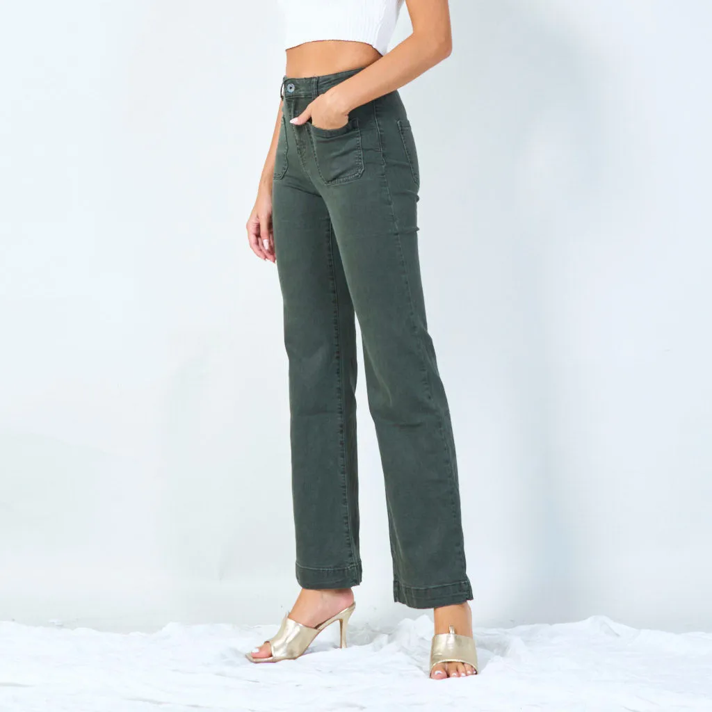 High-waisted wide-leg trousers with raw hem wholesale