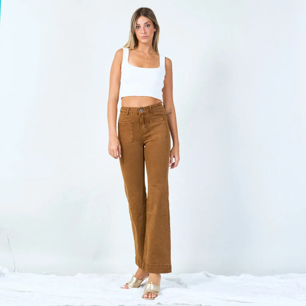 High-waisted wide-leg trousers with raw hem wholesale