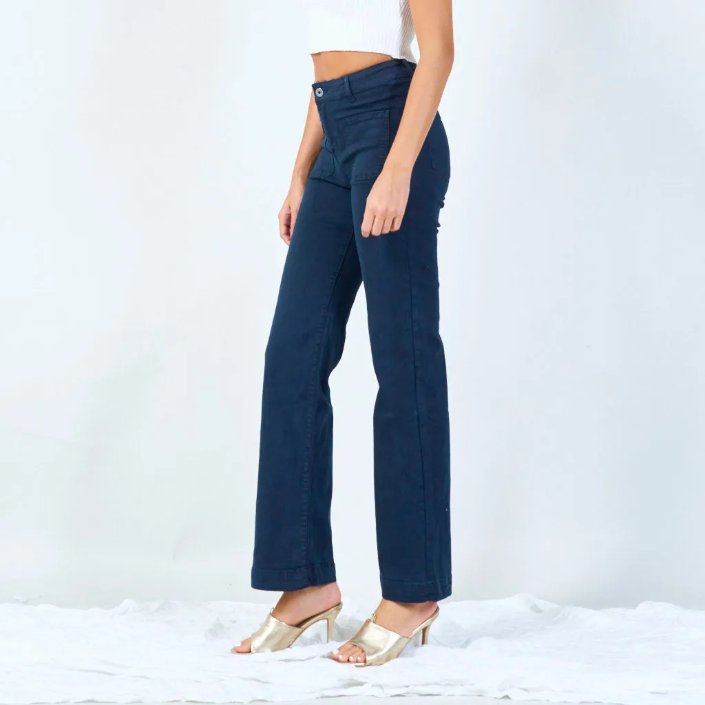 High-waisted wide-leg trousers with raw hem wholesale