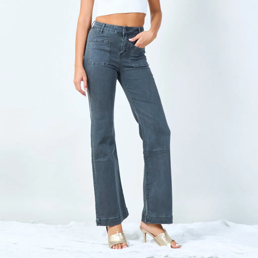 High-waisted wide-leg trousers with raw hem wholesale