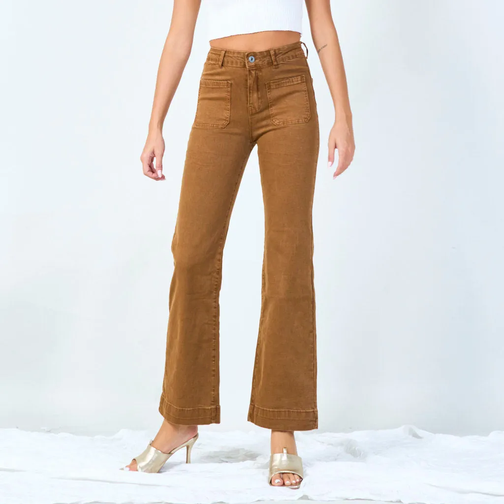 High-waisted wide-leg trousers with raw hem wholesale