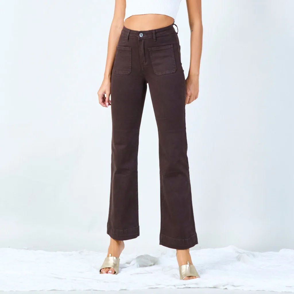 High-waisted wide-leg trousers with raw hem wholesale