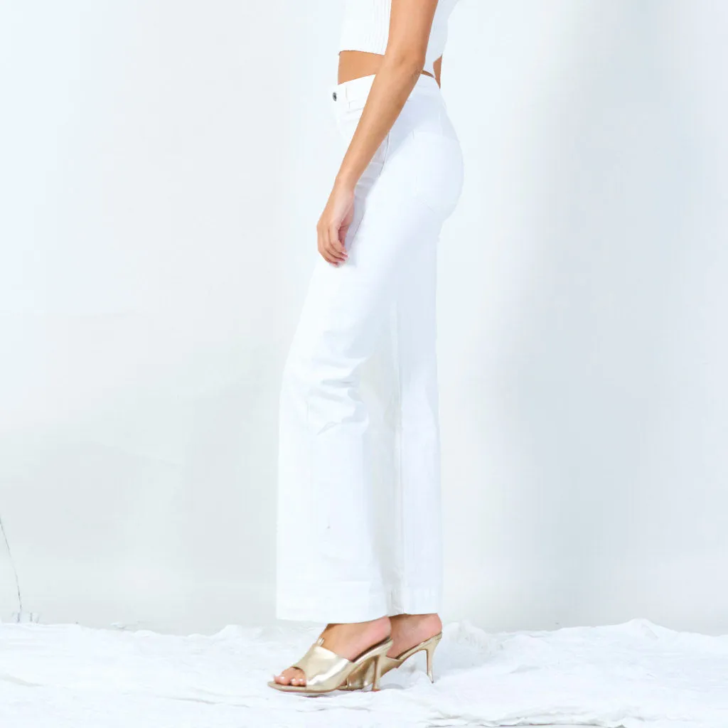 High-waisted wide-leg trousers with raw hem wholesale