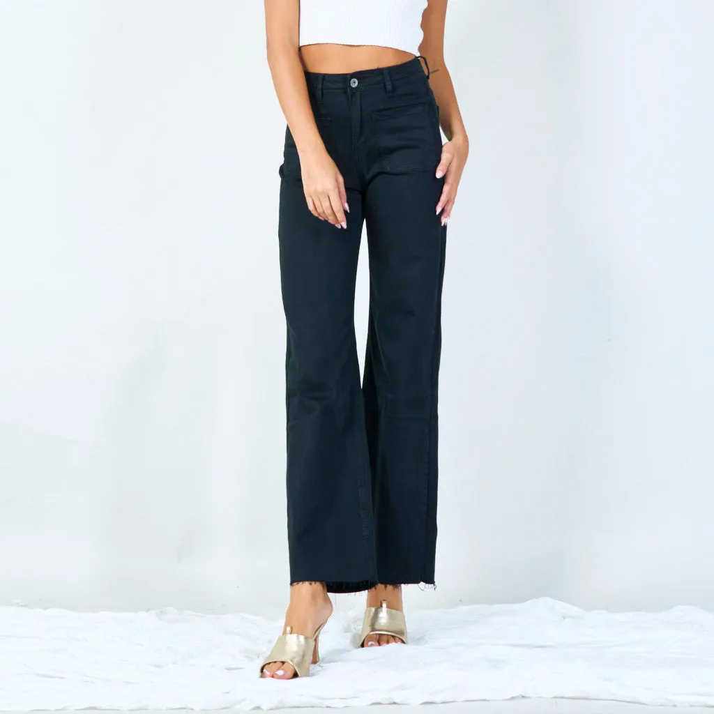 High-waisted wide-leg trousers with raw hem wholesale